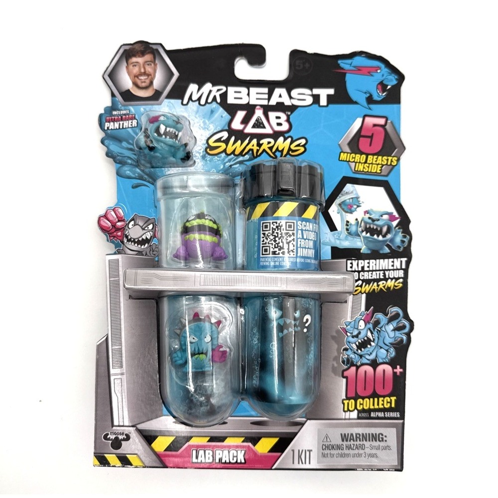 Mr Beast Lab Swarms Test Tube Lab 5 Pack w/Ultra Rare Panther Alpha Series NIB